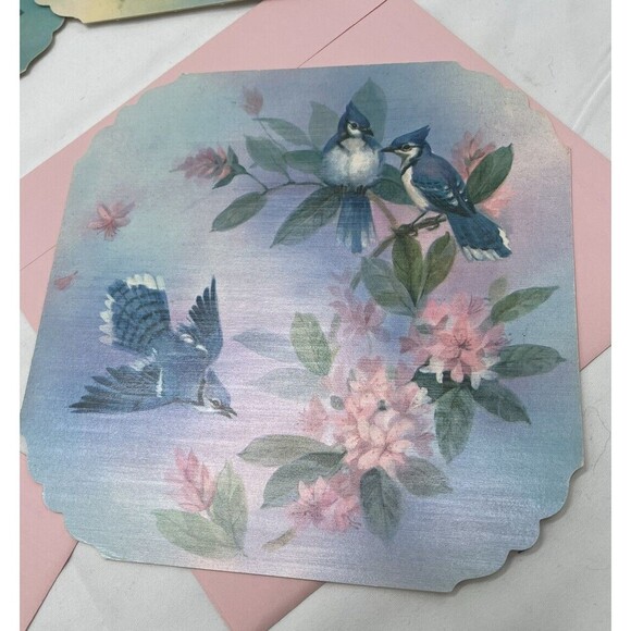 5 VINTAGE QUALITY CREST BEAUTIFUL BIRDS SCENES GREETING CARDS UNUSED ENVLEOPES - Picture 11 of 13